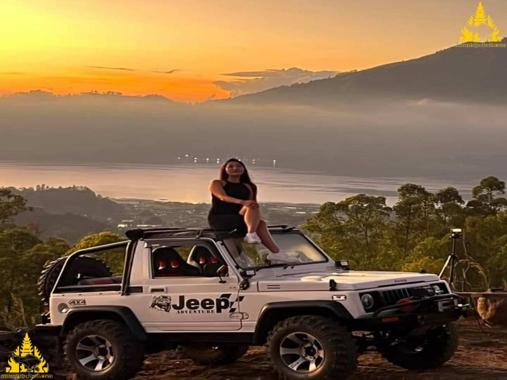 Bali Sunrise Jeep Tour, Sunrise view from Mount Batur, Traditional Balinese village landscape, Jeep driving through forest trail Proud to be Awarded